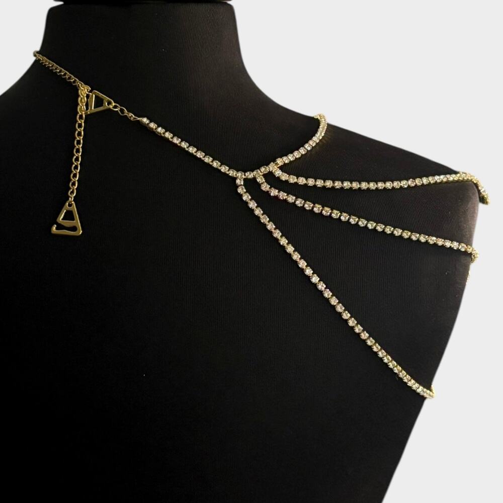 Layered Flower Shoulder Gold Chain - Picture 5 of 5